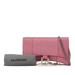 Balenciaga Hourglass XS Chain Wallet Shoulder Bag Pink Leather Women's BALENCIAGA