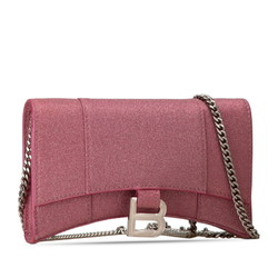 Balenciaga Hourglass XS Chain Wallet Shoulder Bag Pink Leather Women's BALENCIAGA