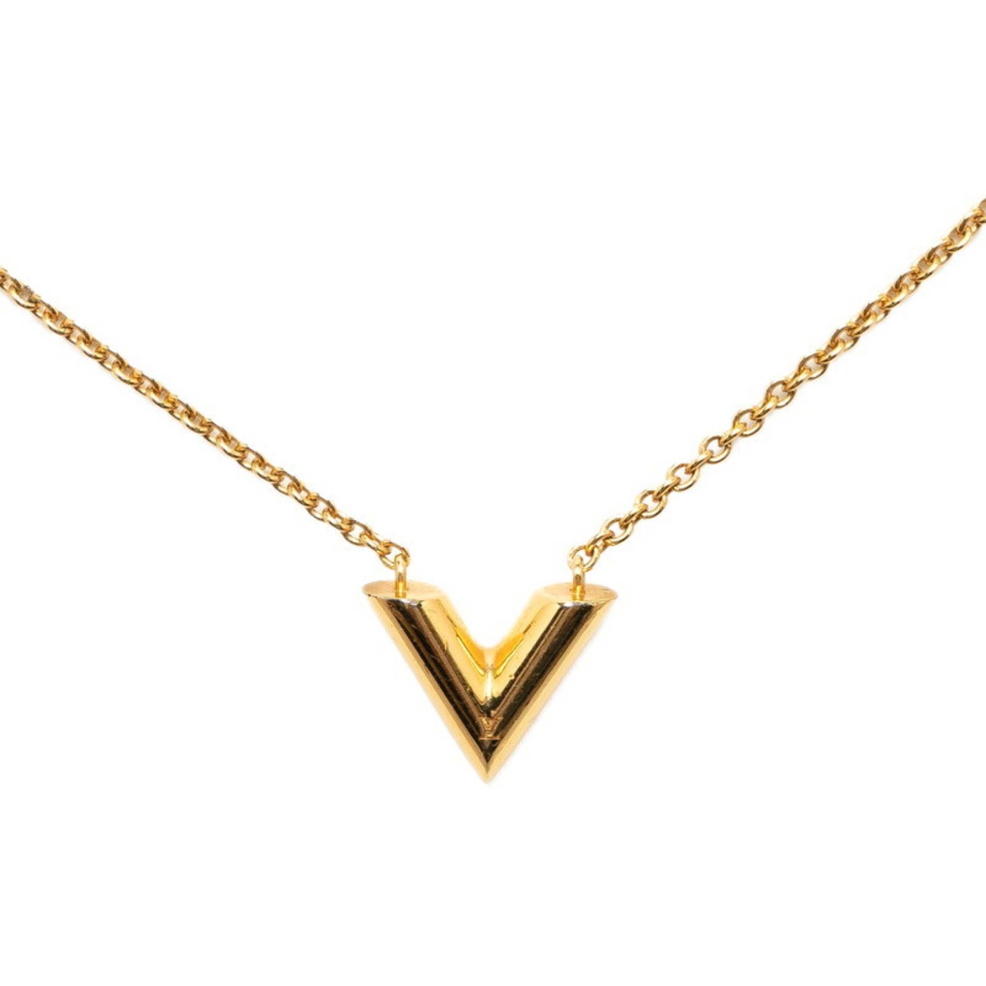 Louis Vuitton Essential V Necklace M61083 Gold Plated Women's LOUIS VUITTON