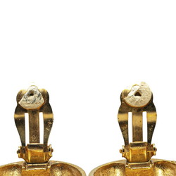 Chanel Coco Mark Rhinestone Earrings Gold Plated Women's CHANEL