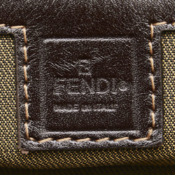 FENDI ZUCCA BAG SHOULDER BROWN CANVAS LEATHER WOMEN'S