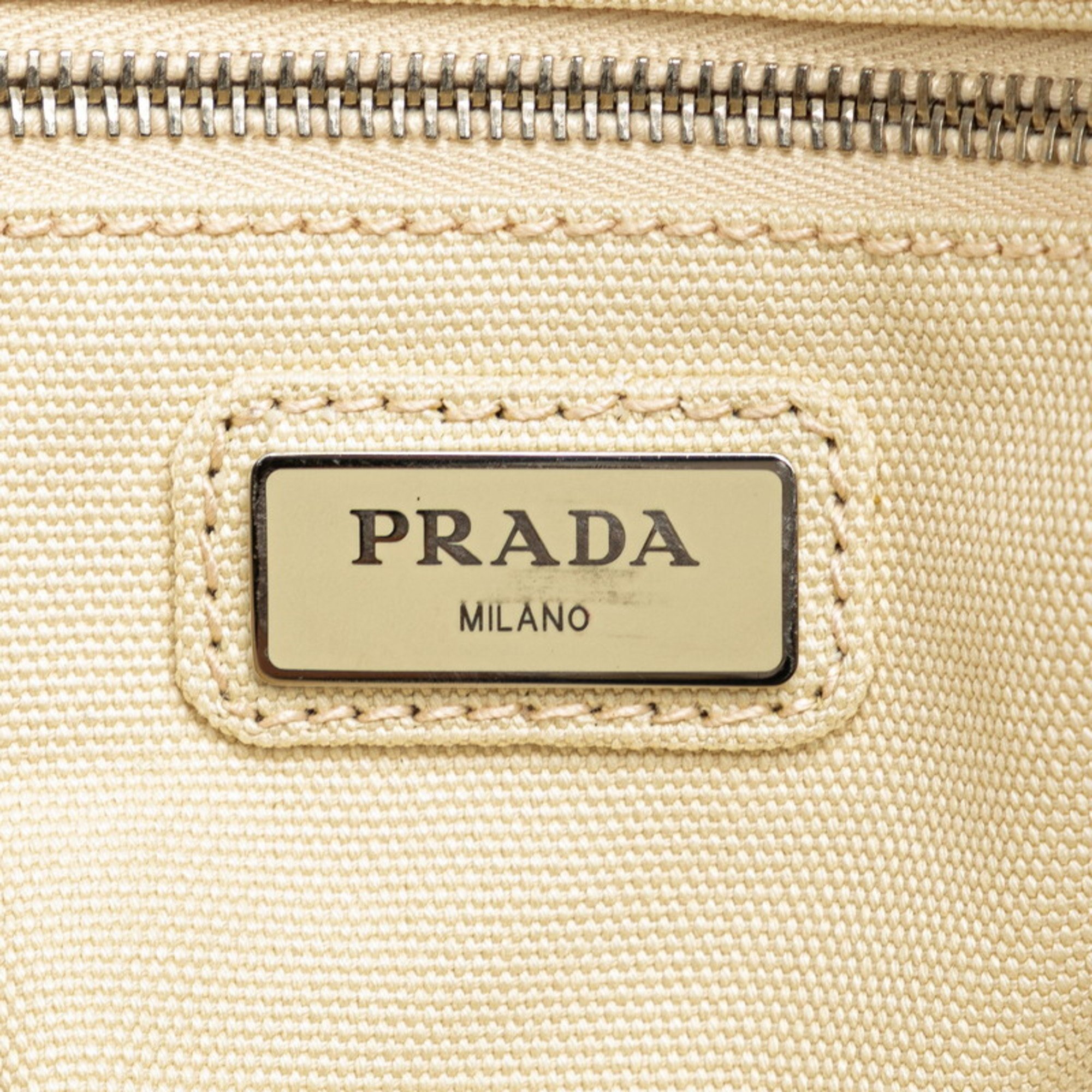 Prada Boston bag shoulder beige canvas women's PRADA