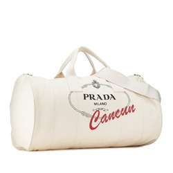 Prada Boston bag shoulder beige canvas women's PRADA