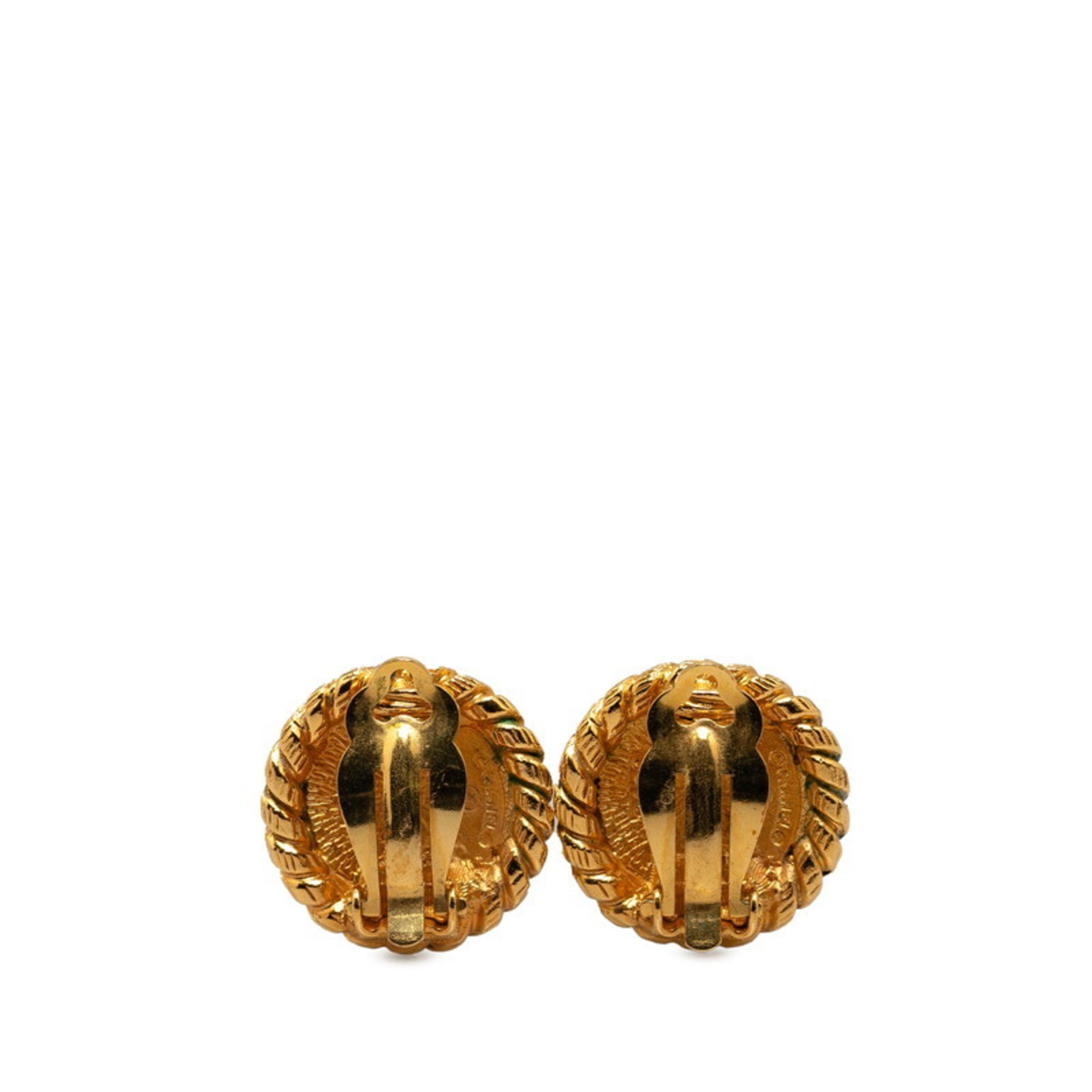 Chanel Coco Mark Round Earrings Gold Plated Women's CHANEL