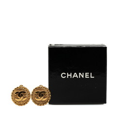 Chanel Coco Mark Round Earrings Gold Plated Women's CHANEL