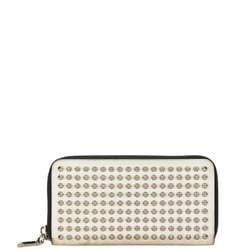 Christian Louboutin Studded Long Wallet White Leather Women's