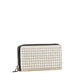 Christian Louboutin Studded Long Wallet White Leather Women's