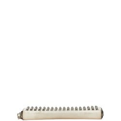 Christian Louboutin Studded Long Wallet White Leather Women's