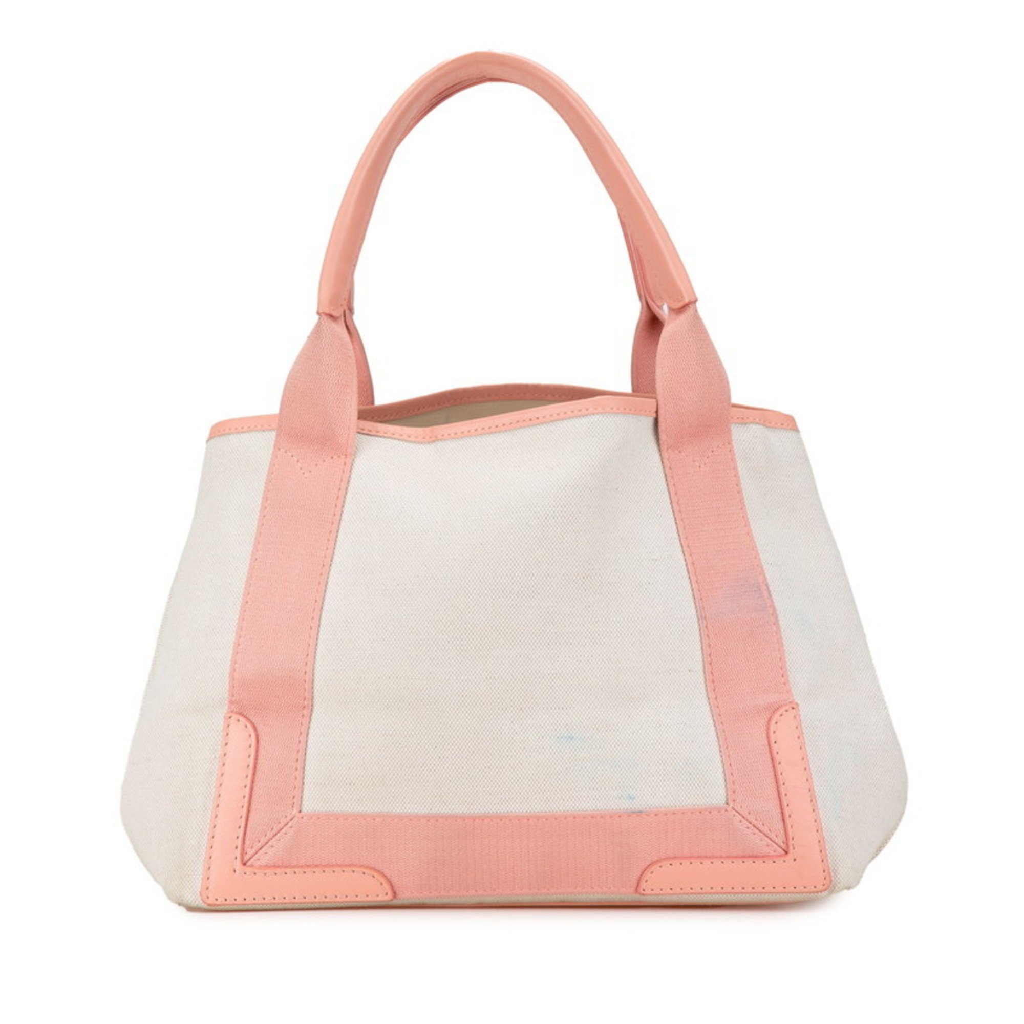 Balenciaga Navy Cabas S Handbag Tote Bag 339933 Ivory White Pink Canvas Leather Women's BALENCIAGA