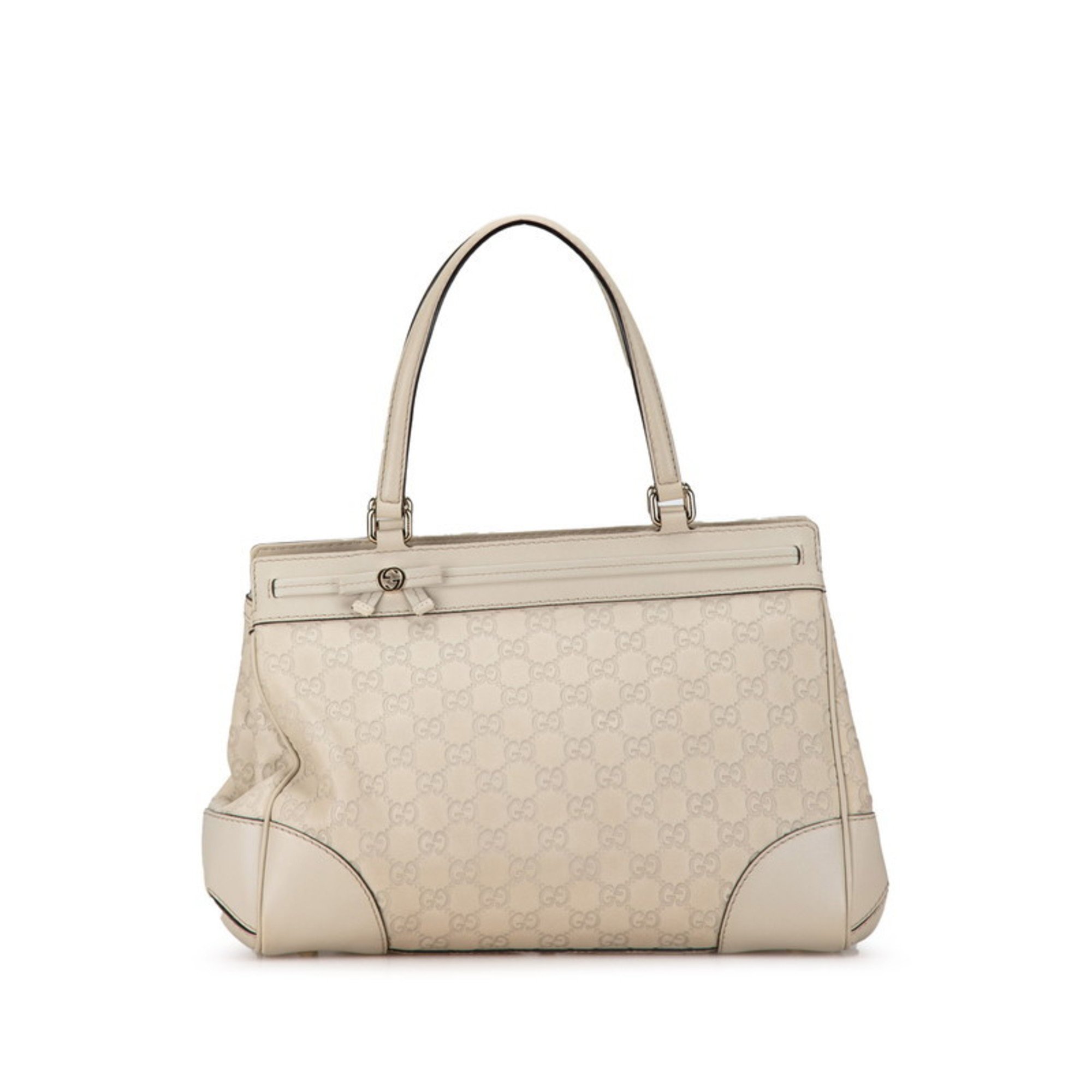 Gucci Guccissima Mayfair Ribbon Handbag Tote Bag 257063 Beige Ivory Leather Women's GUCCI