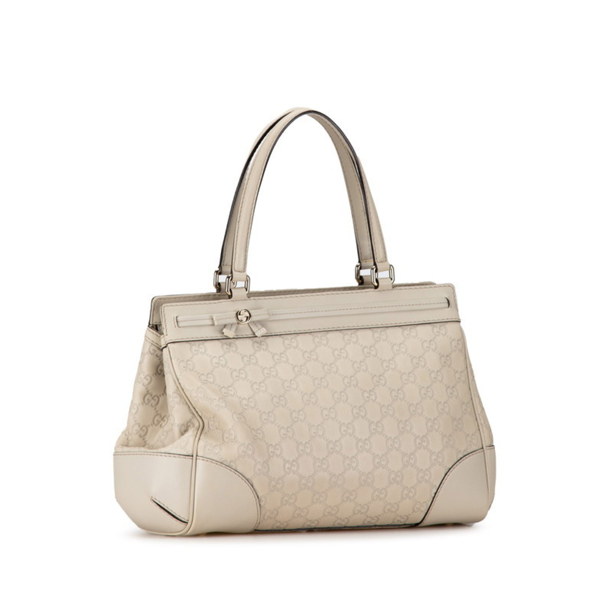 Gucci Guccissima Mayfair Ribbon Handbag Tote Bag 257063 Beige Ivory Leather Women's GUCCI