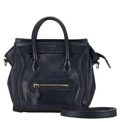 Celine Luggage Nano Shopper Handbag Shoulder Bag Navy Leather Women's CELINE