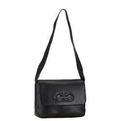 Salvatore Ferragamo Gancini Shoulder Bag BZ-21 7752 Black Leather Women's