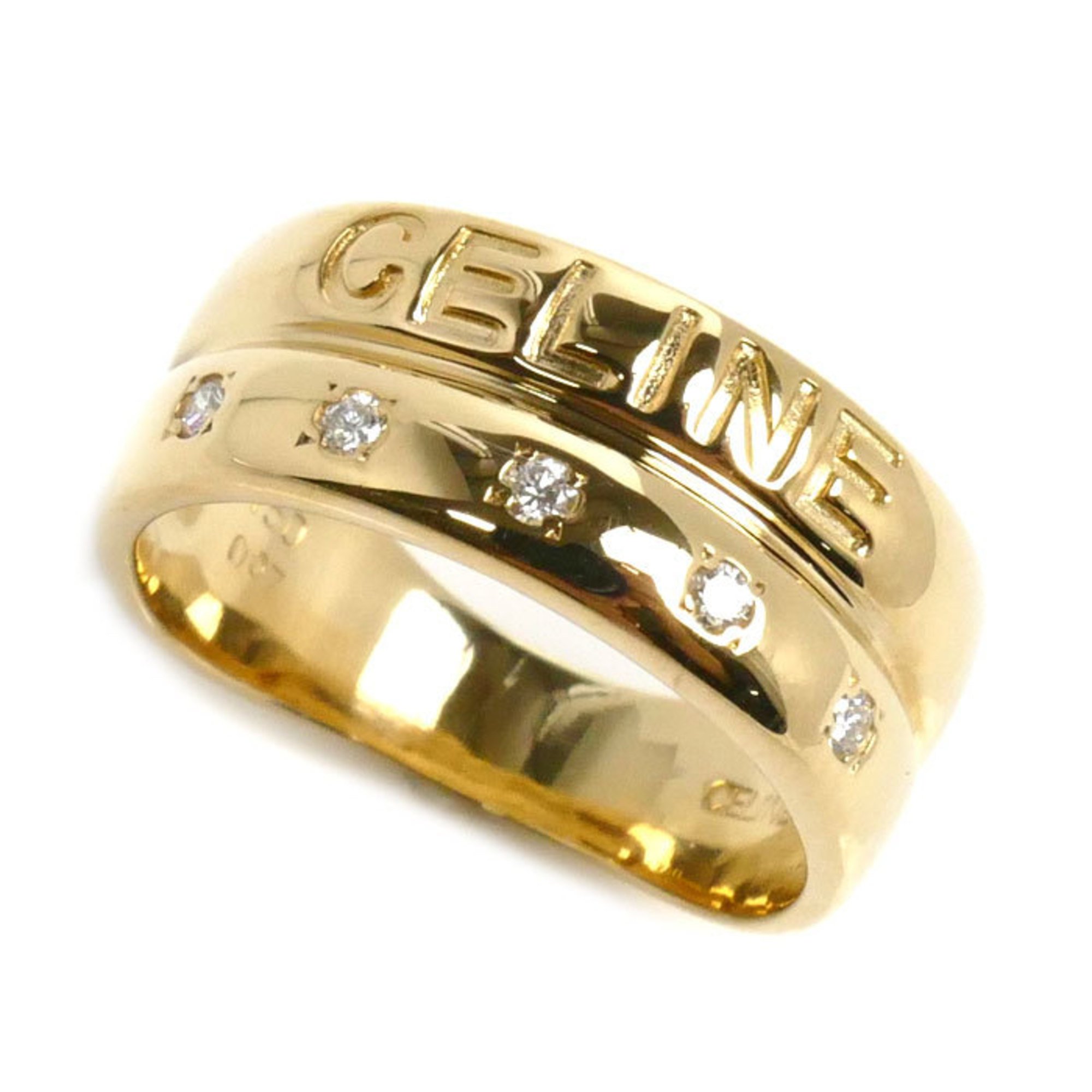 CELINE K18YG Yellow Gold Diamond Ring, 0.07ct, Size 10, 4.9g, Women's