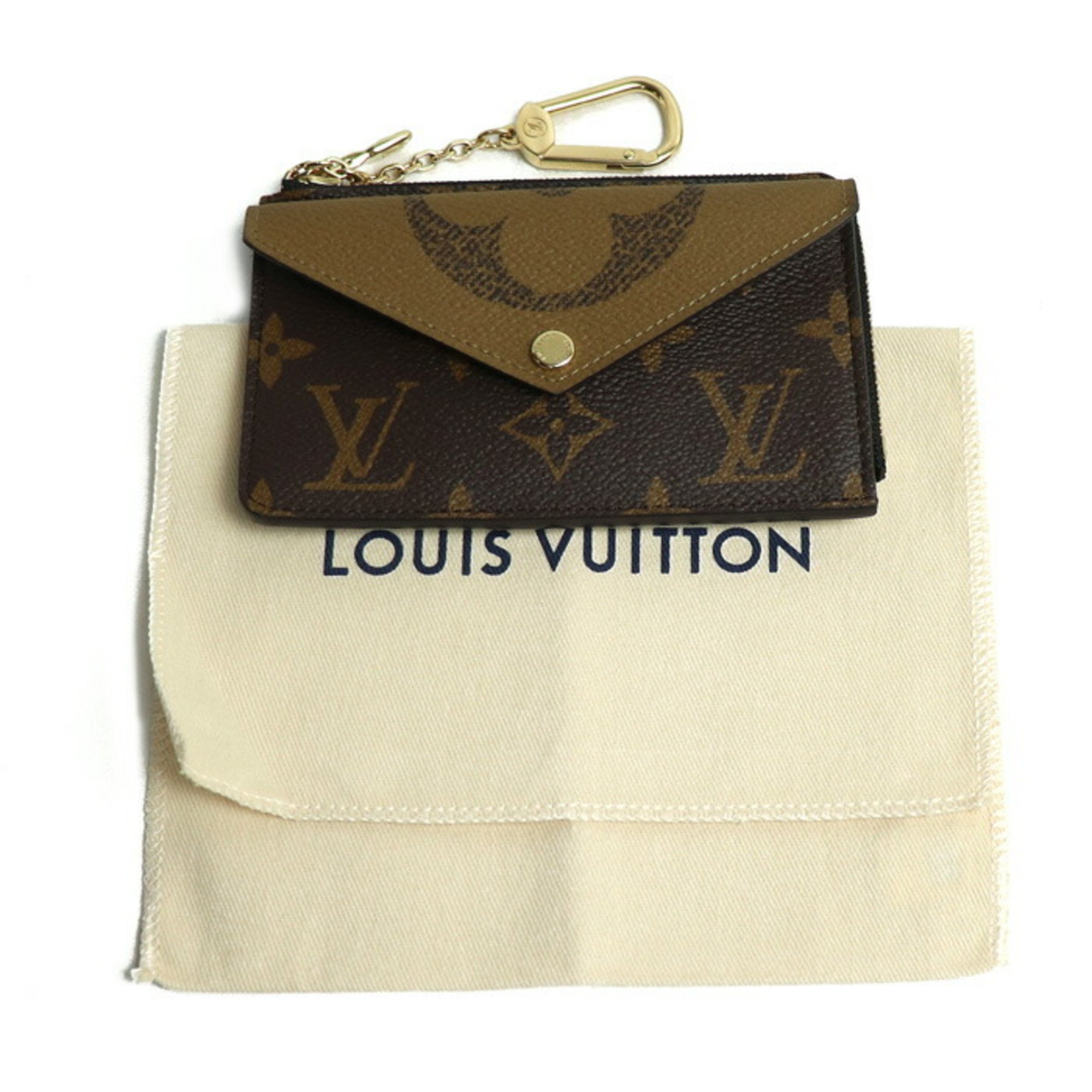 LOUIS VUITTON Louis Vuitton Card Case Porto Carte Recto Verso Coin Monogram & Reverse Brown M81303 IC Women's