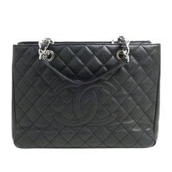 CHANEL GST Matelasse Chain Tote Caviar Skin Bag Black A50995 Women's