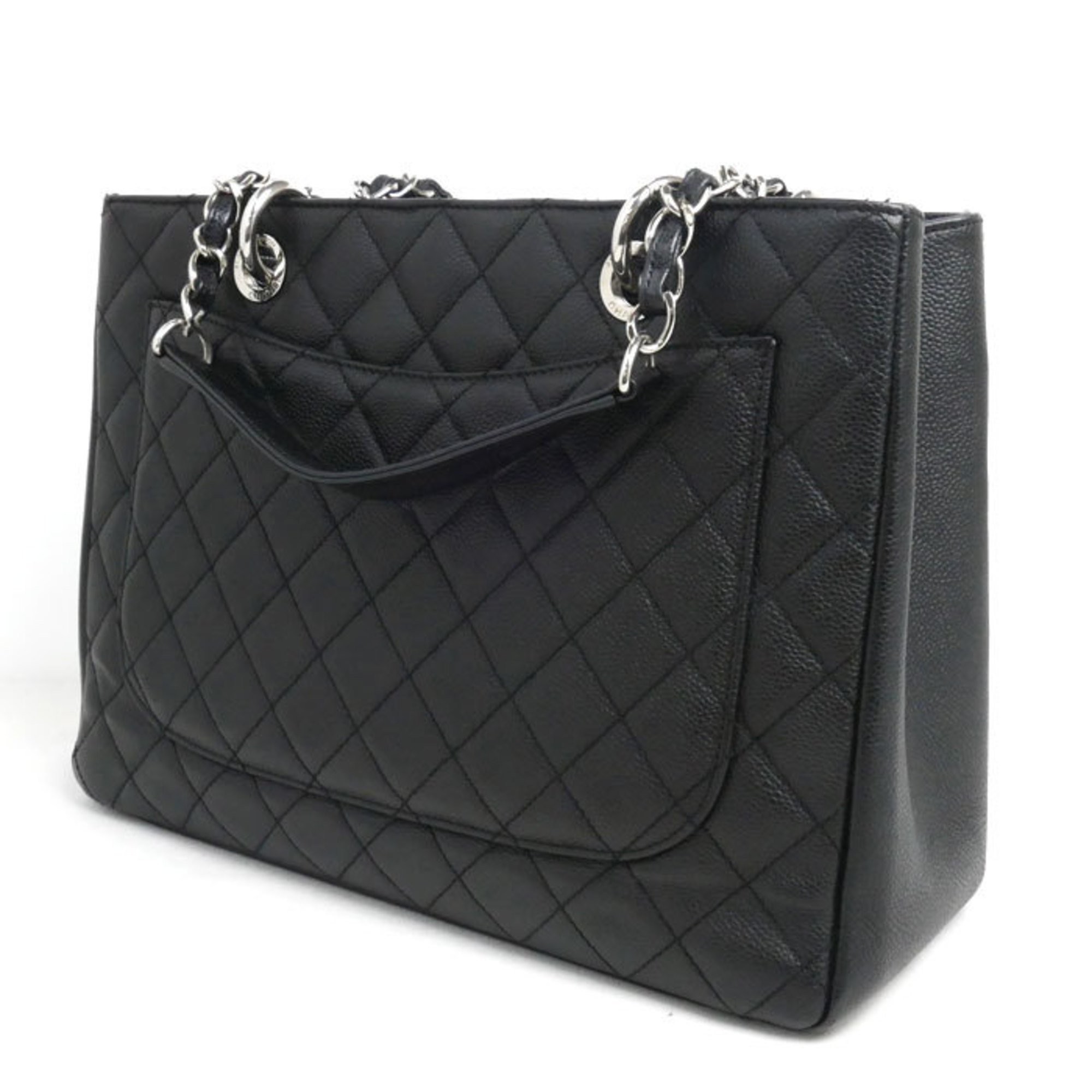 CHANEL GST Matelasse Chain Tote Caviar Skin Bag Black A50995 Women's