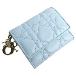 Christian Dior Lady Cannage Lotus Wallet Tri-fold Celestial Blue Pastel Mint S0181ONIW M259 Limited Edition for Women