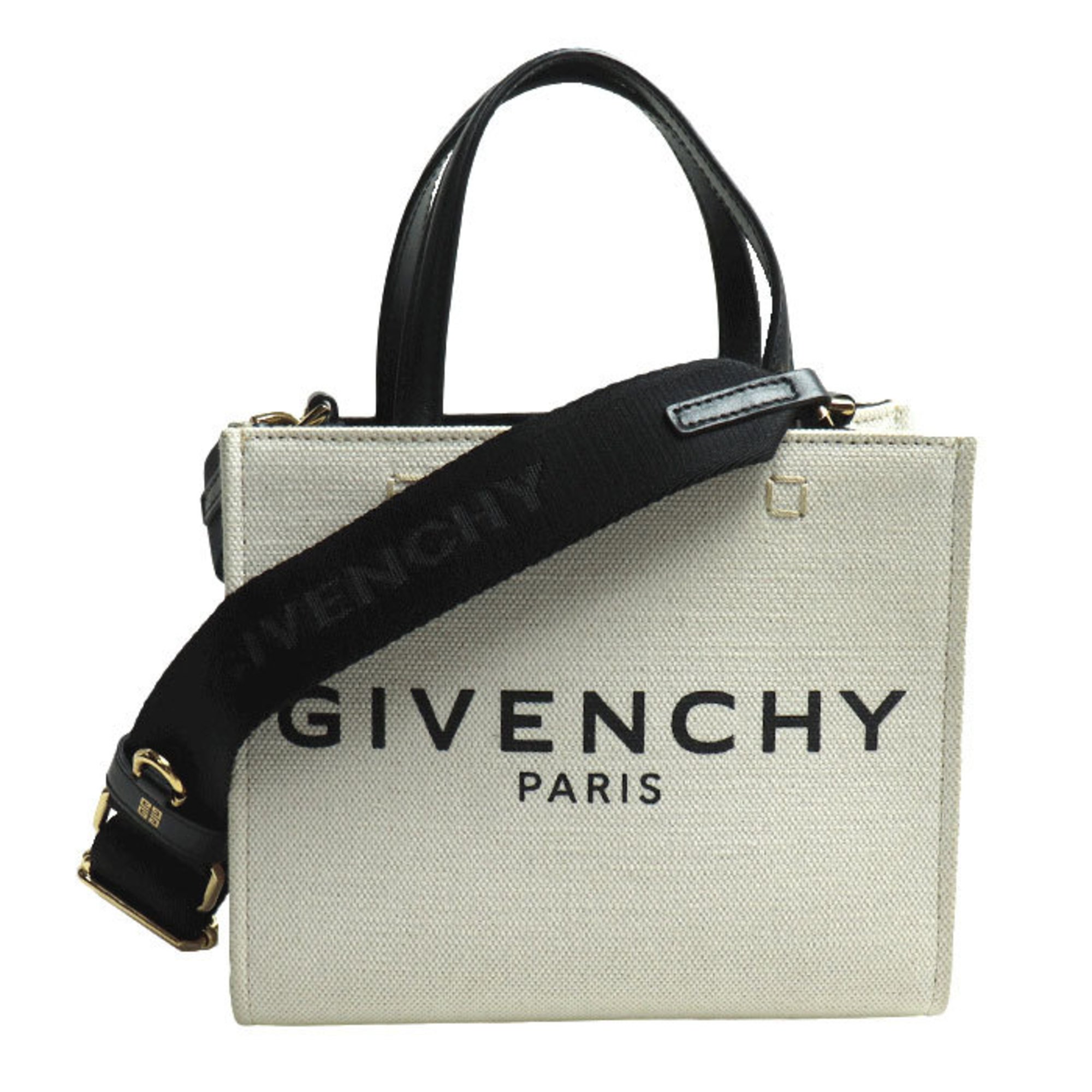 GIVENCHY Canvas Handbag 2-Way Shoulder Bag Beige Black BB50N0B1DR Women's