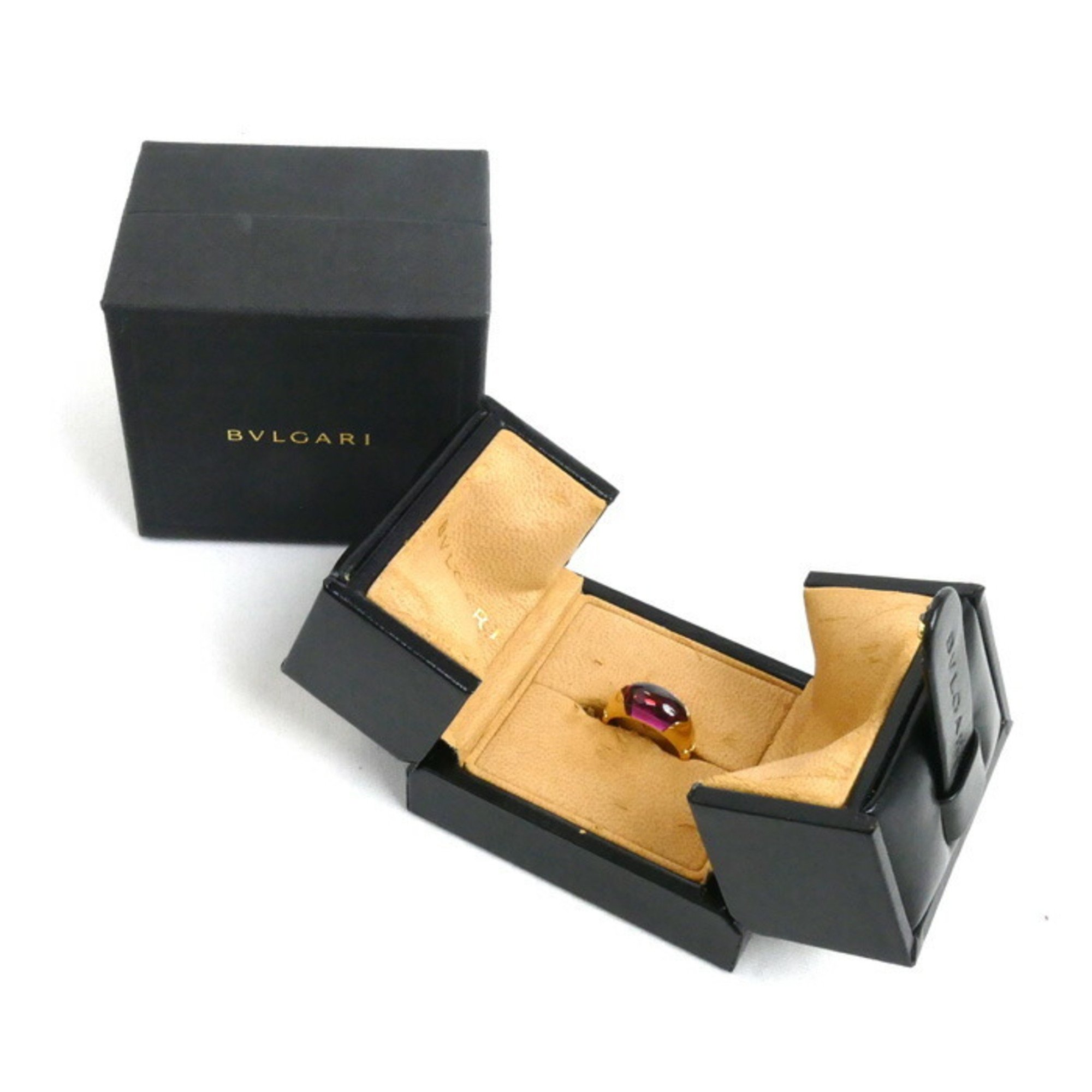 BVLGARI Bulgari K18YG Yellow Gold Chertaura Ring Pink Tourmaline Size 10 7.7g Women's