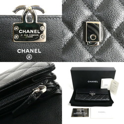 CHANEL Half Coco Long Flap Wallet Black A84426 Women's