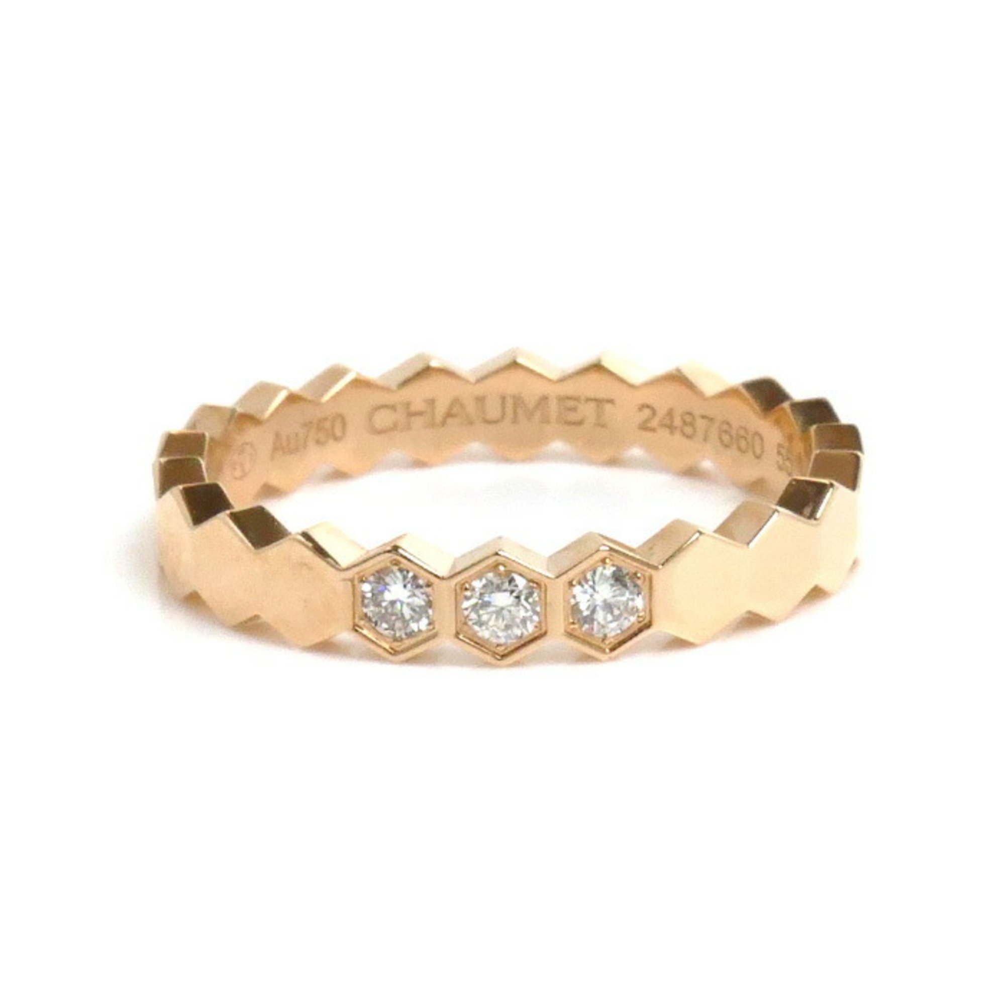 Chaumet K18PG Pink Gold Be My Love Honeycomb Diamond Ring 083361 Size 14.5 55 3.7g Women's