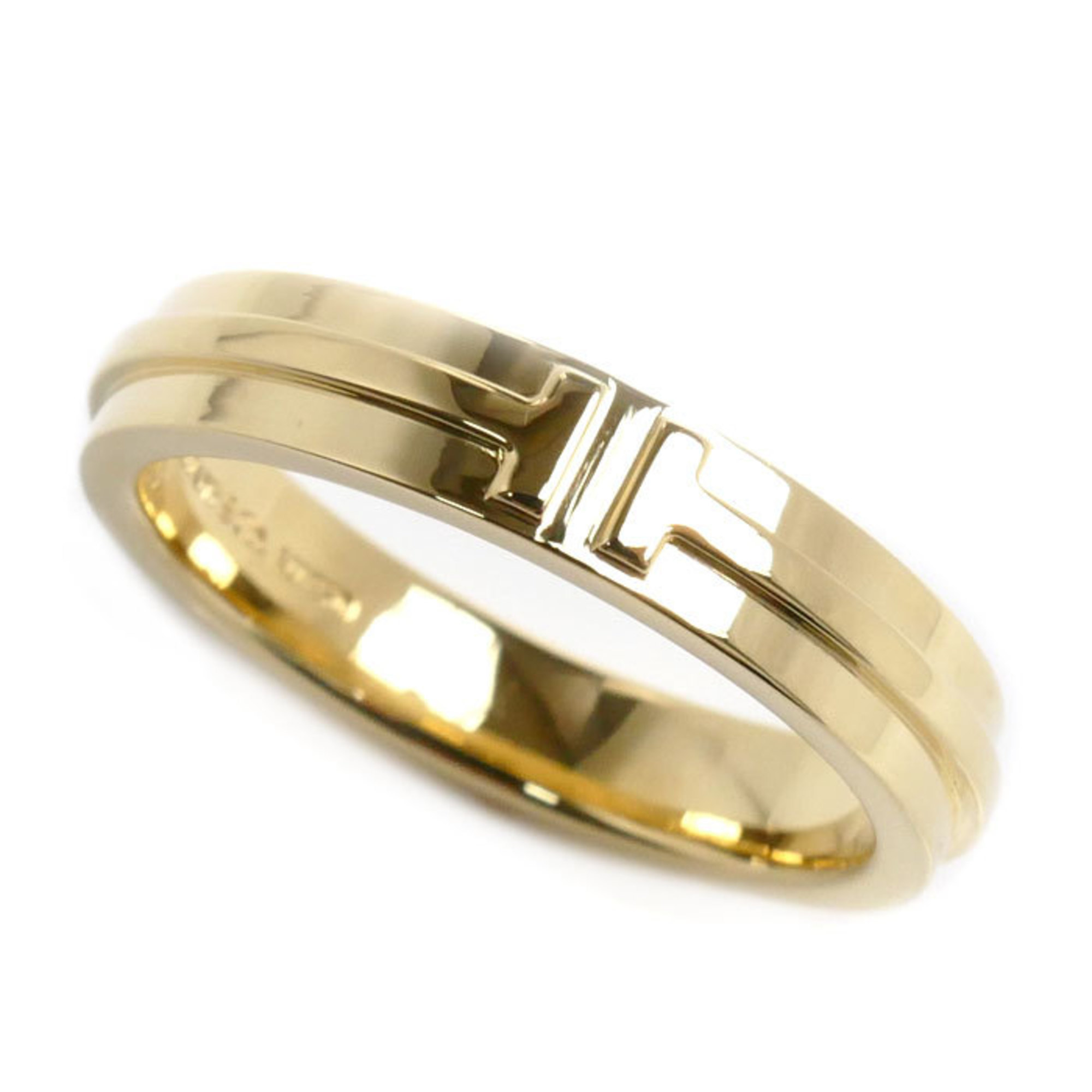 TIFFANY&Co. Tiffany K18YG Yellow Gold T Narrow Ring, Size 22.5, 9.7g, Men's