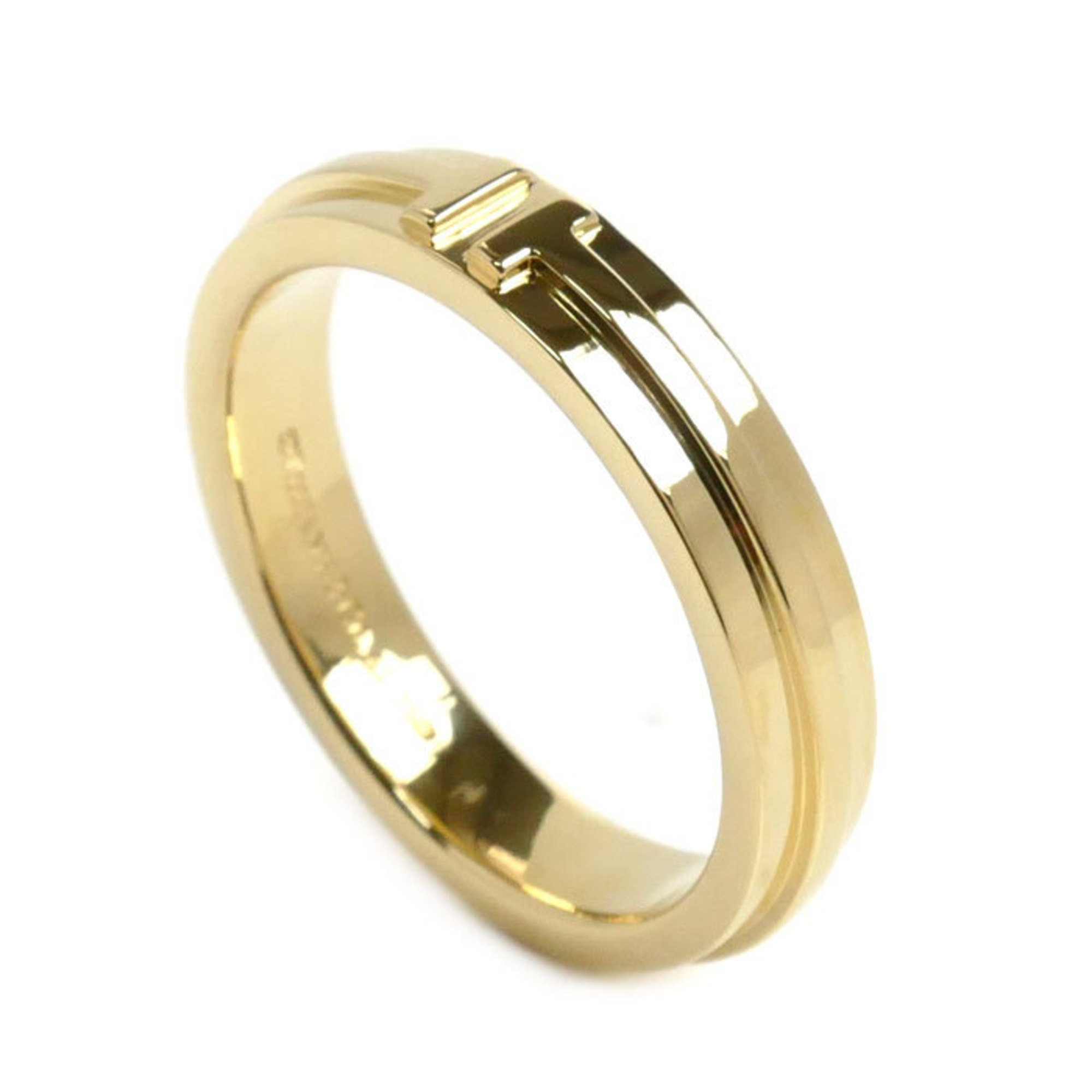 TIFFANY&Co. Tiffany K18YG Yellow Gold T Narrow Ring, Size 22.5, 9.7g, Men's