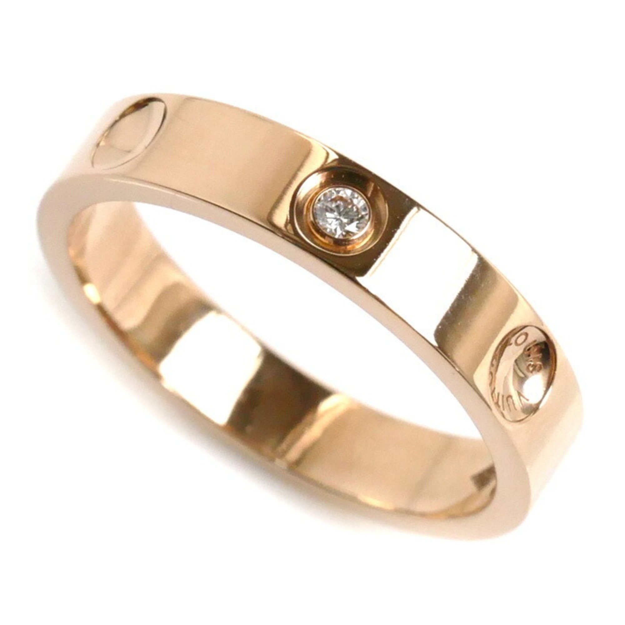 LOUIS VUITTON Louis Vuitton K18PG Pink Gold Petite Bourg Empreinte 1P Diamond Ring Size 10 3.5g Women's