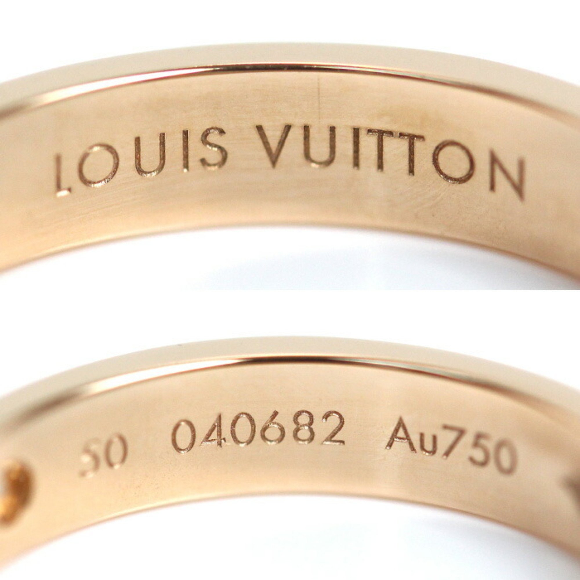 LOUIS VUITTON Louis Vuitton K18PG Pink Gold Petite Bourg Empreinte 1P Diamond Ring Size 10 3.5g Women's