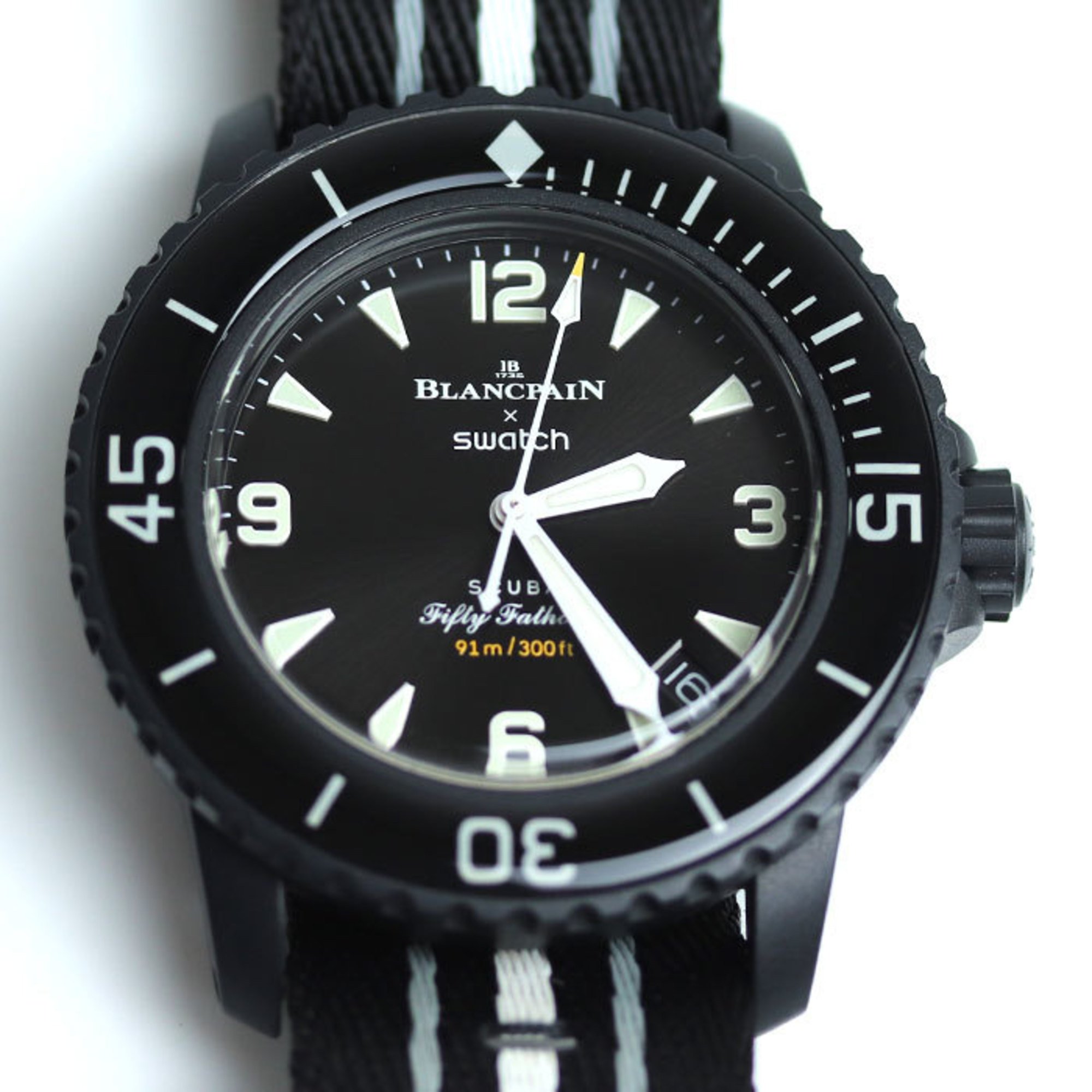 BLANCPAINxSwatch Fifty Fathoms Ocean of Storms Automatic Watch Black S035B400 Men's