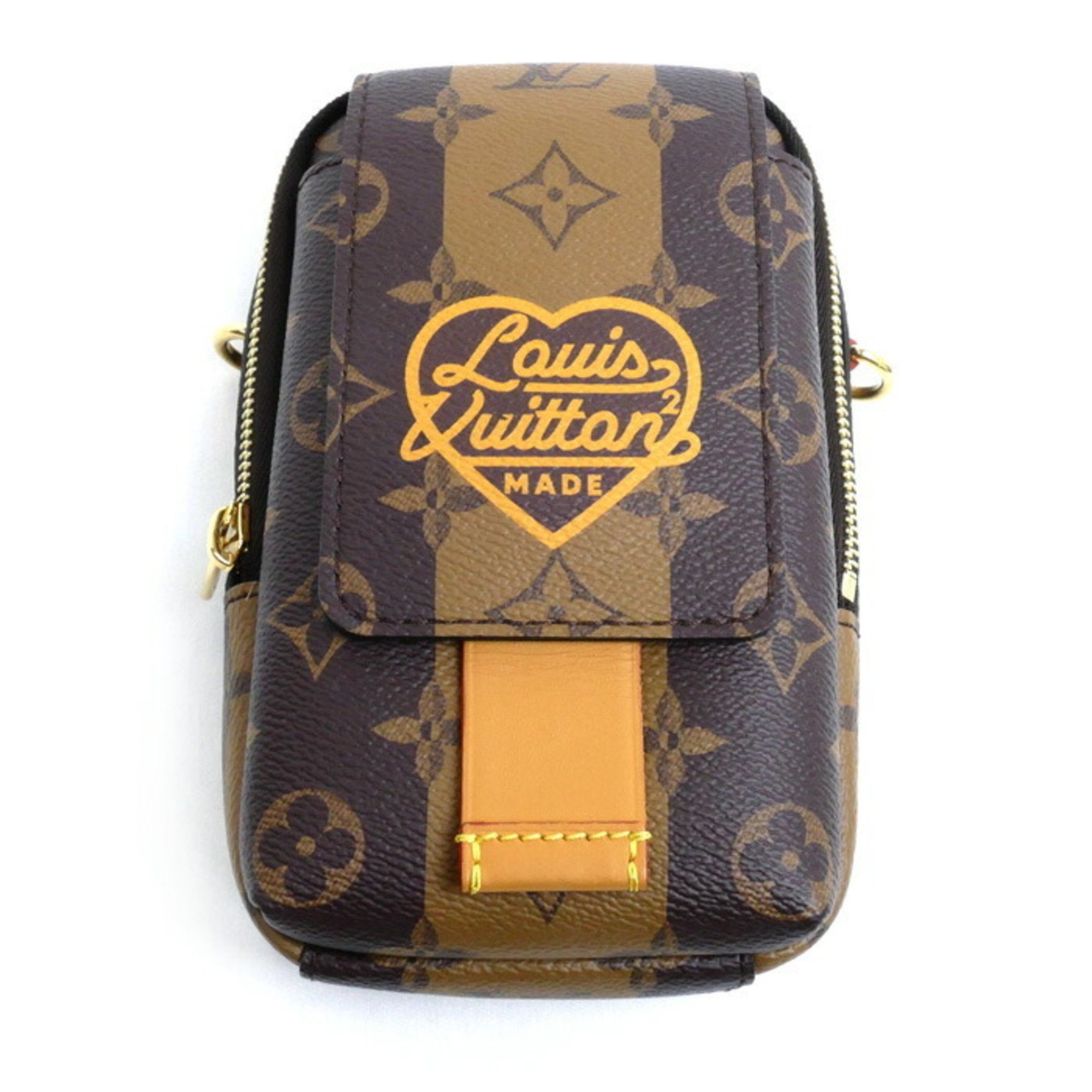 LOUIS VUITTON Louis Vuitton Monogram Stripe Double Phone Pouch Shoulder Bag M81005 Virgil Abloh x NIGO Men's Women's Unisex