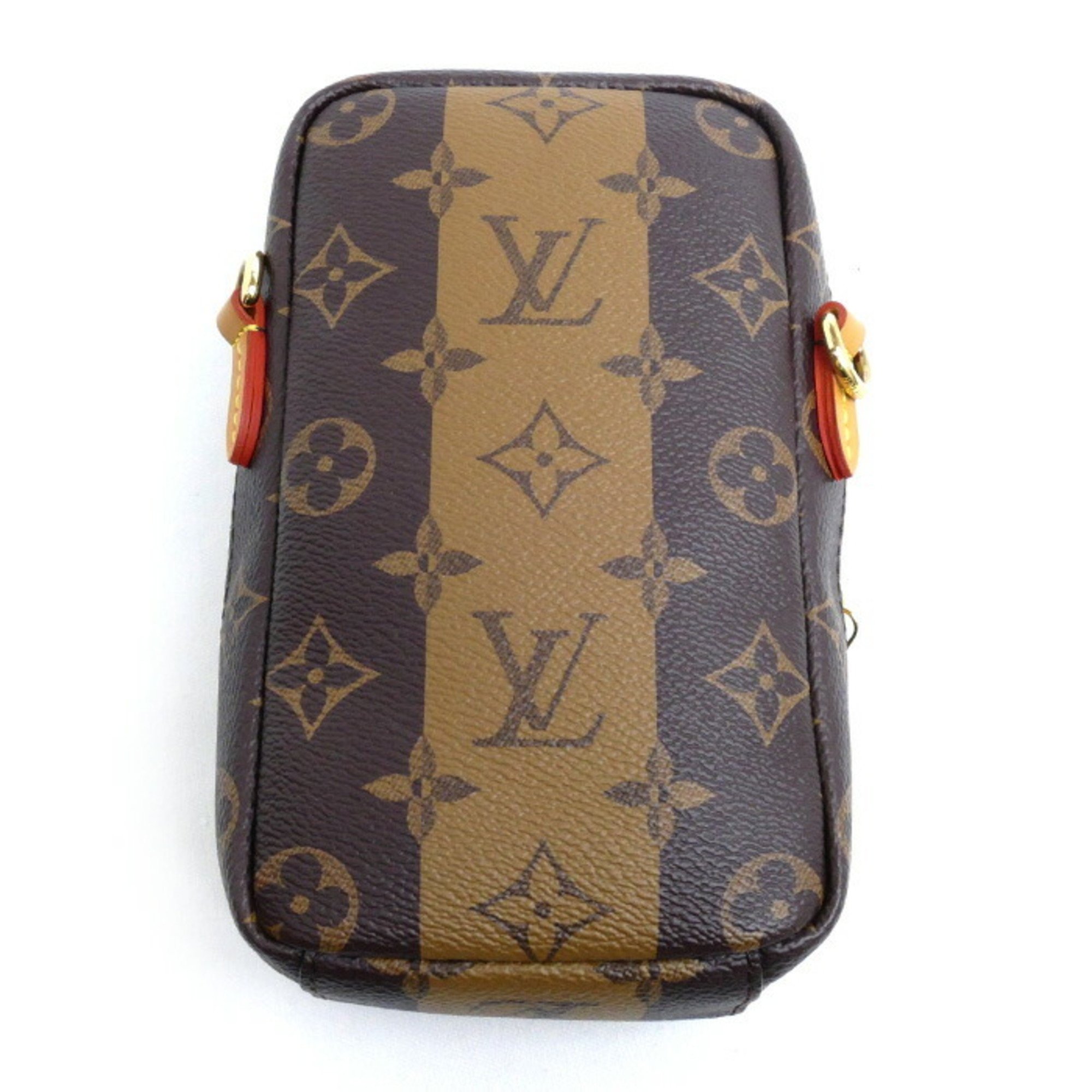 LOUIS VUITTON Louis Vuitton Monogram Stripe Double Phone Pouch Shoulder Bag M81005 Virgil Abloh x NIGO Men's Women's Unisex