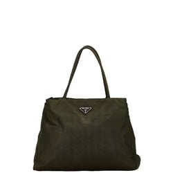 Prada Triangle Plate Handbag Tote Bag Khaki Green Nylon Women's PRADA