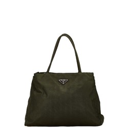 Prada Triangle Plate Handbag Tote Bag Khaki Green Nylon Women's PRADA