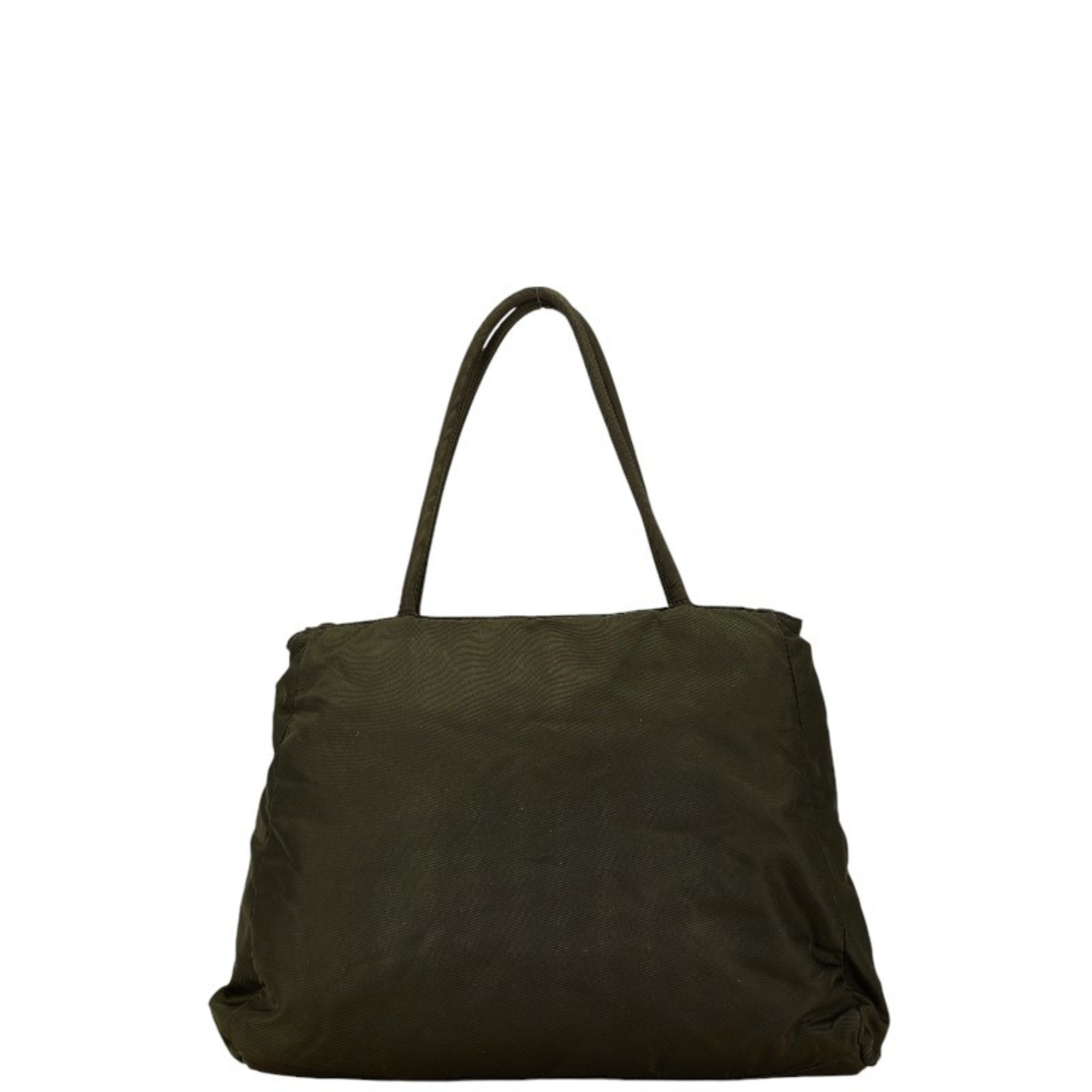 Prada Triangle Plate Handbag Tote Bag Khaki Green Nylon Women's PRADA