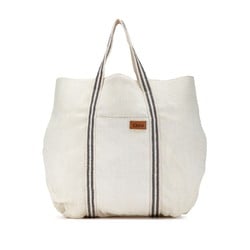 Chloé Chloe Beach Line Bag Tote Beige Brown Straw Canvas Women's