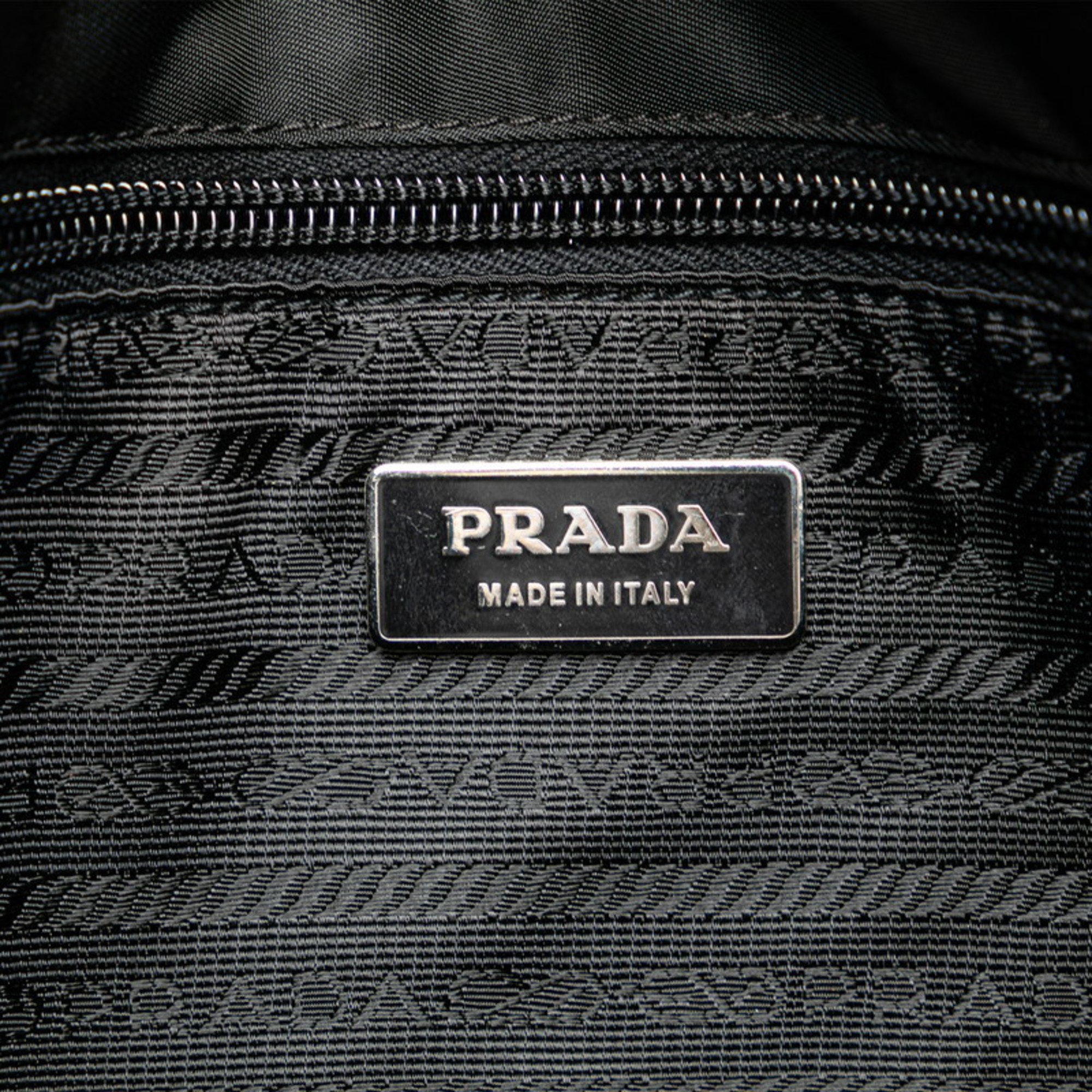 Prada Triangle Plate Shoulder Bag V158 Black Nylon Leather Women's PRADA