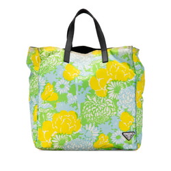 Prada Triangle Plate Print Handbag Tote Bag VA0905 Green Multicolor Nylon Leather Women's PRADA