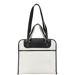 Salvatore Ferragamo Gancini Iconic Handbag Tote Bag Black White Leather Women's