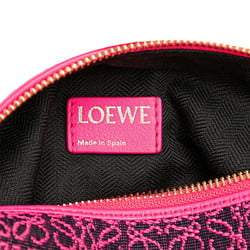 LOEWE Repeat Anagram Cuby Small Bag Handbag Pink Black Canvas Leather Women's