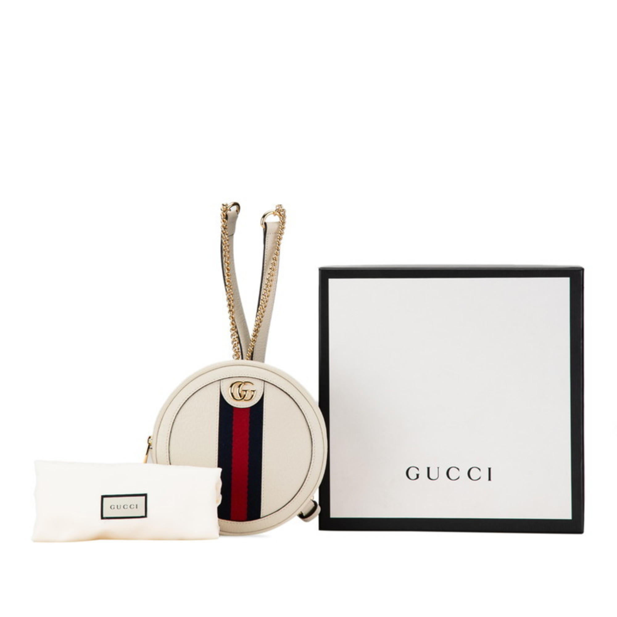 Gucci GG Marmont Sherry Line Round Chain Backpack 598661 White Leather Women's GUCCI