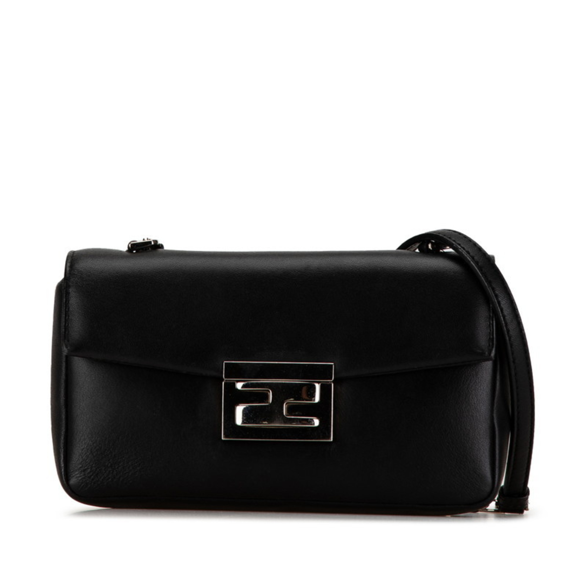 FENDI Chain Shoulder Bag 8M0315 Black Leather Women's