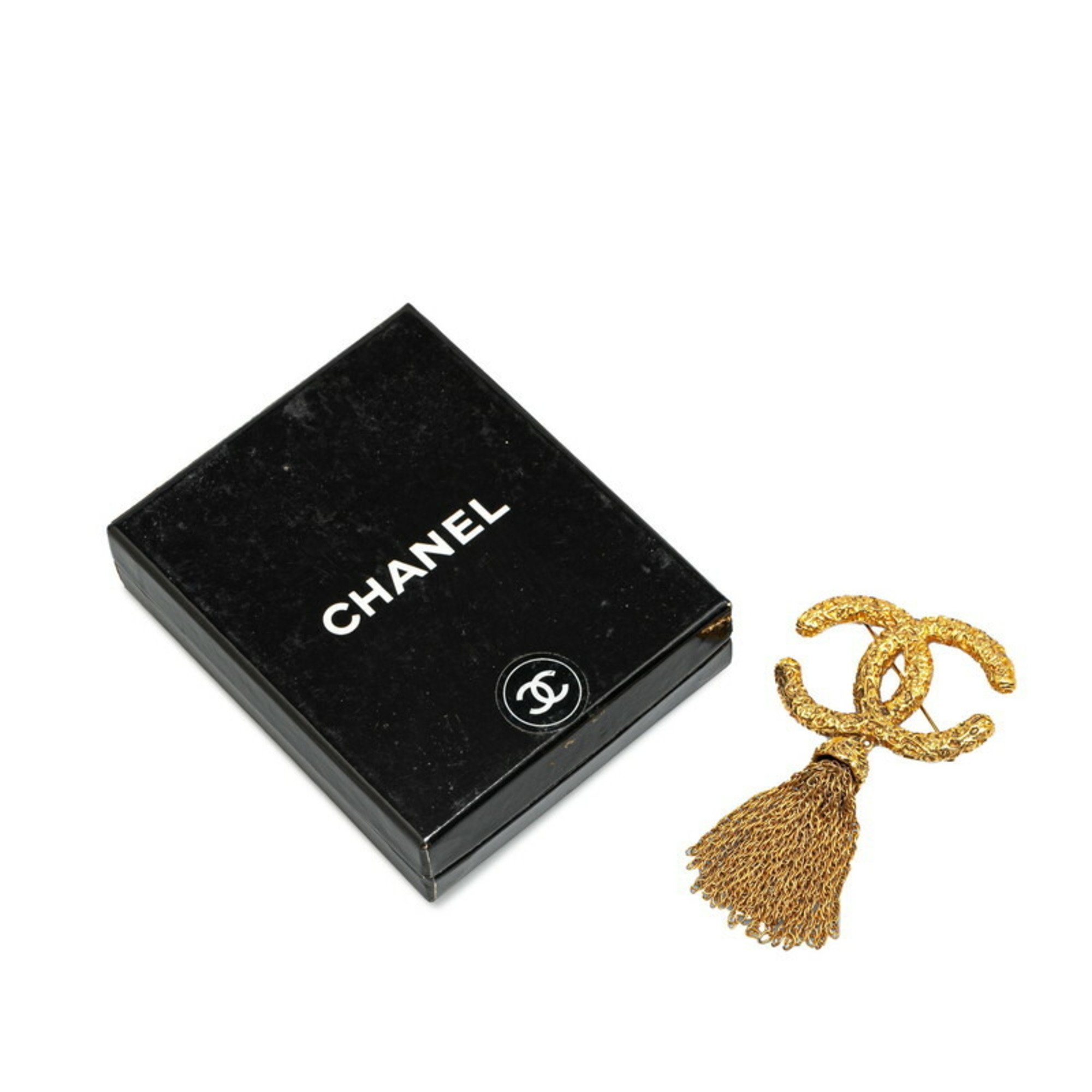 Chanel Coco Mark Lava Tassel Brooch Gold Plated Women's CHANEL