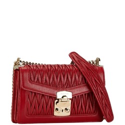 Miu Miu Miu Matelasse Chain Shoulder Bag Red Leather Women's MIUMIU