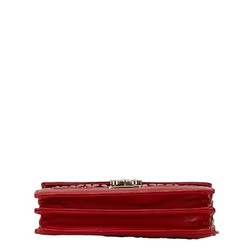 Miu Miu Miu Matelasse Chain Shoulder Bag Red Leather Women's MIUMIU