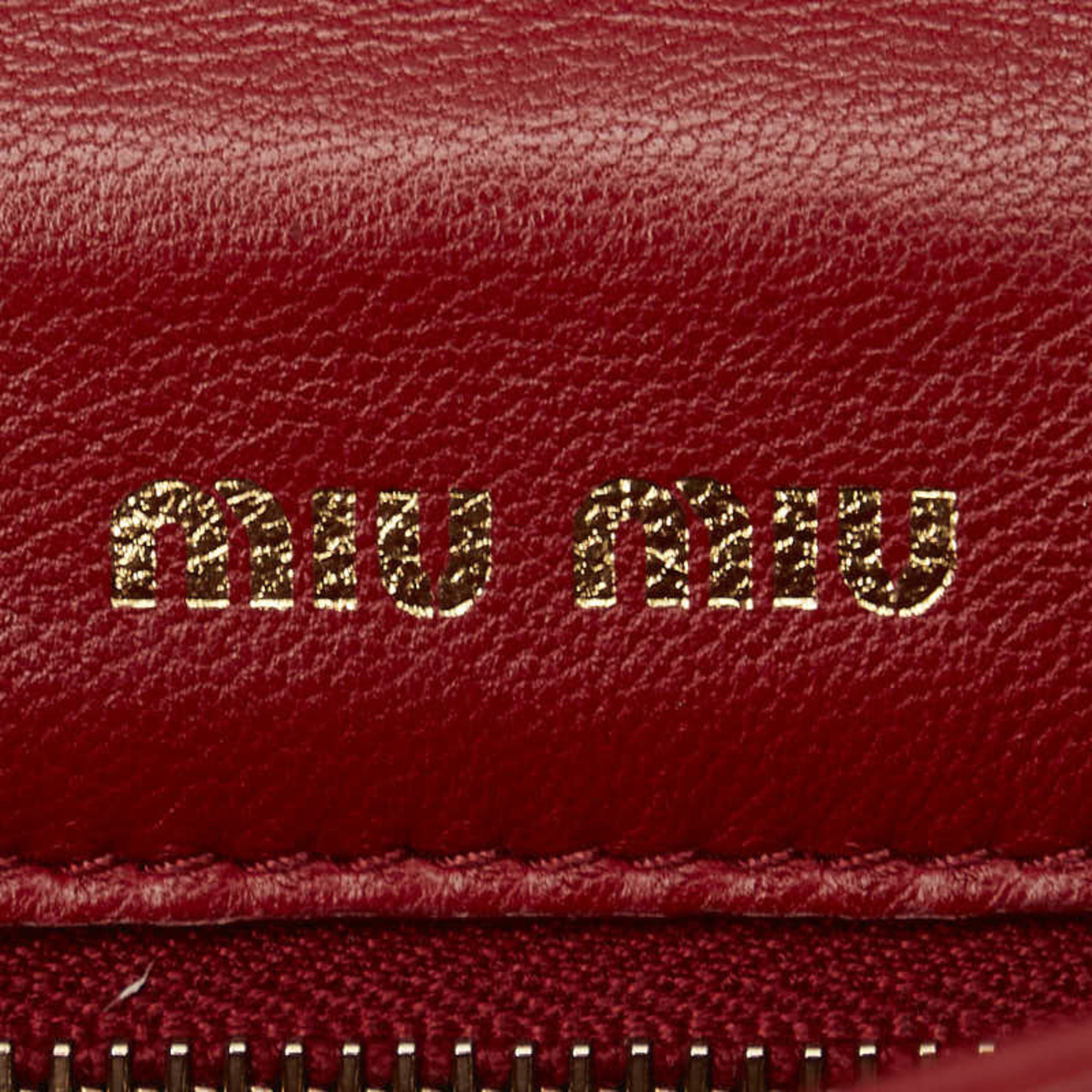 Miu Miu Miu Matelasse Chain Shoulder Bag Red Leather Women's MIUMIU