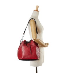 Louis Vuitton Epi Petit Noe Shoulder Bag M44172 Castilian Red Noir Leather Women's LOUIS VUITTON