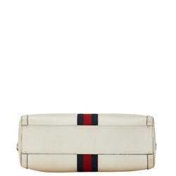 Gucci Ophidia Sherry Line Boston Handbag Shoulder Bag 524532 White Canvas Leather Women's GUCCI