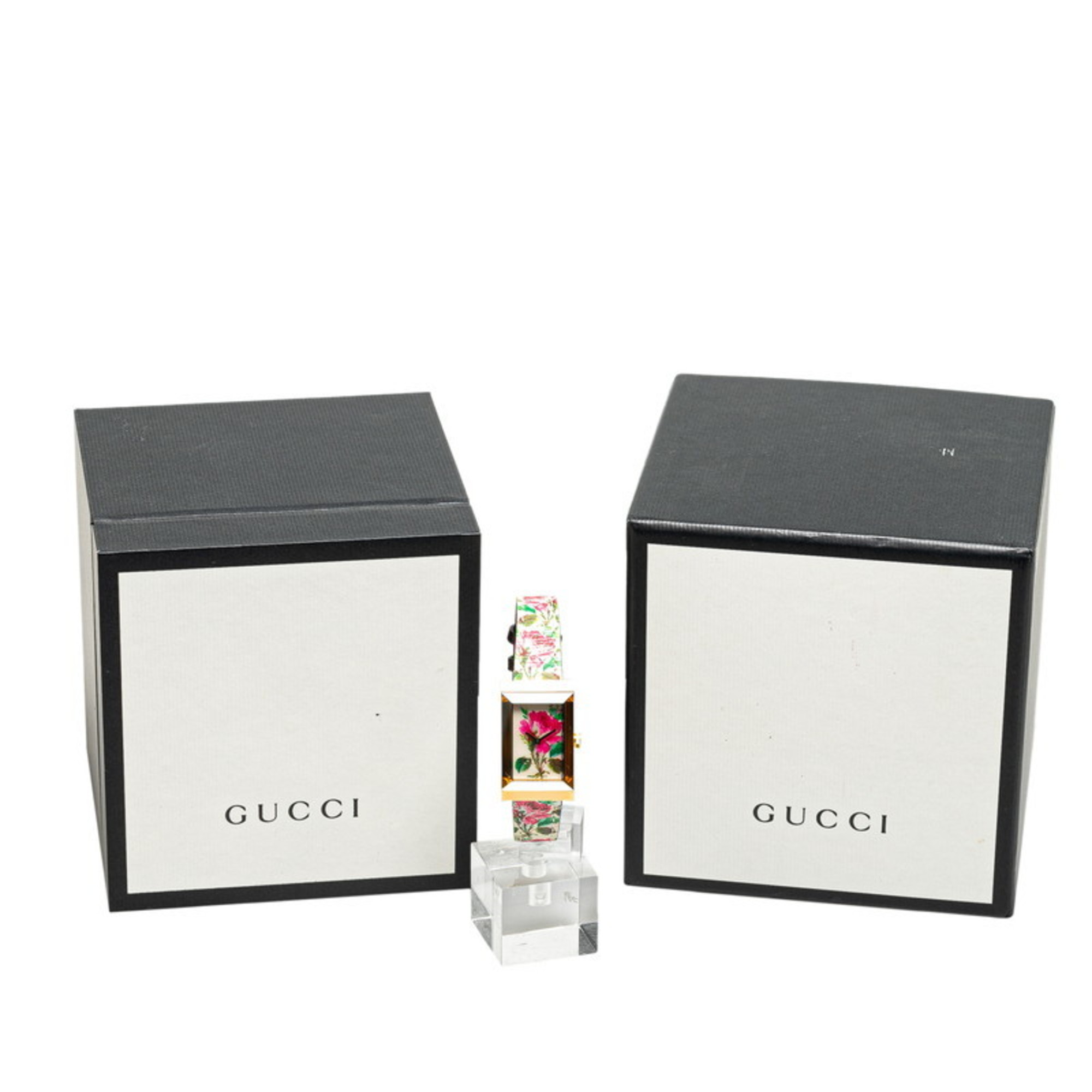 Gucci G Frame Floral Watch YA147406 Quartz Shell Dial Stainless Steel Leather Women's GUCCI